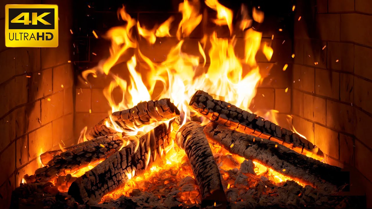 🔥 Камин, уютные ночи, нежный свет и шепот огня для сна и покоя (Fireplace 4K)