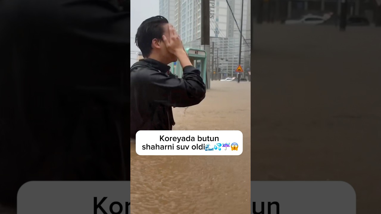 Koreyani suv oldi😱😨🌊💦🌧️