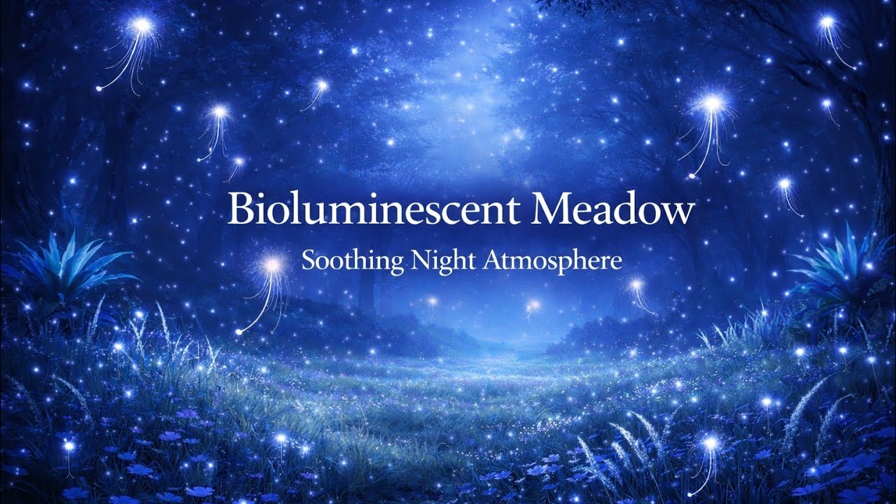 Bioluminescent Meadow Ambience - Magical Nature Sounds for Sleep/Study #Ambience #SleepSounds
