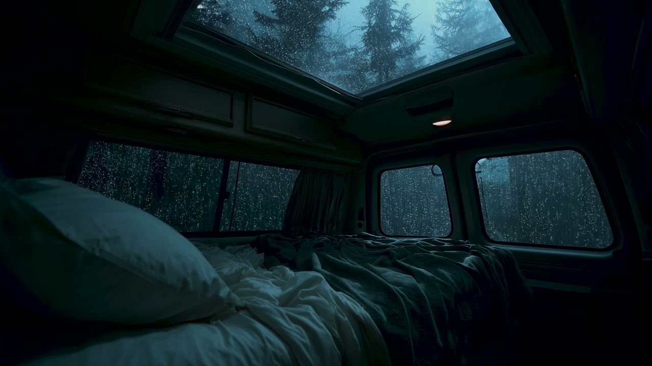 Forest Rain Sounds at Night in a Quiet Van | Deep Sleep Ambience
