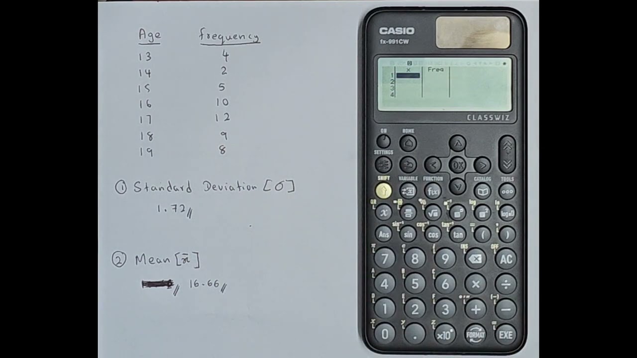 Standard Deviation and Mean - CASIO FX-991 CW CLASSWIZ calculator