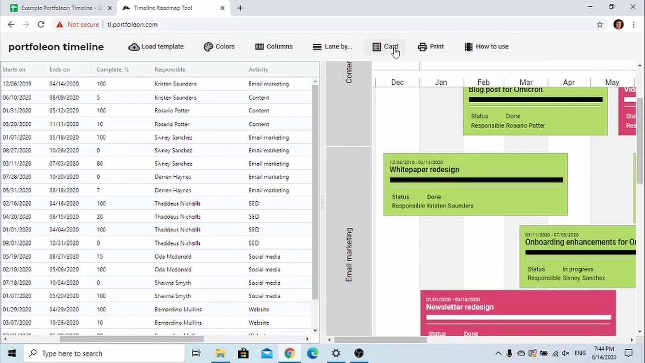 Portfoleon Timeline demo