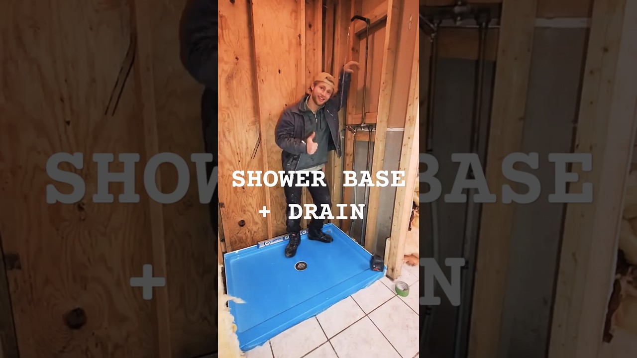 Installing Shower Pan Base in Mortar and Connecting Drain