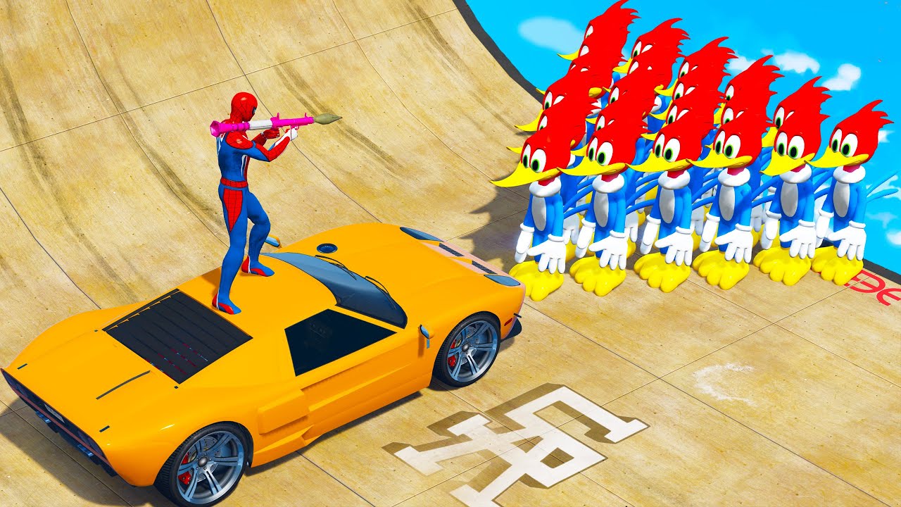 GTA 5 Crazy/Funny Ragdolls SPIDERMAN VS WOODY WOODPECKER (GTA5 Euphoria Physics Funny moments Fails)