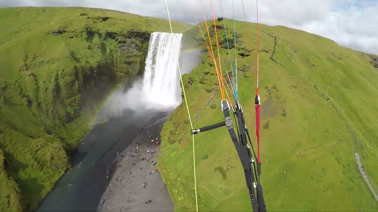 Skogafoss Paragliding #iceland  #paragliding #skogafoss #island #gleitschirm