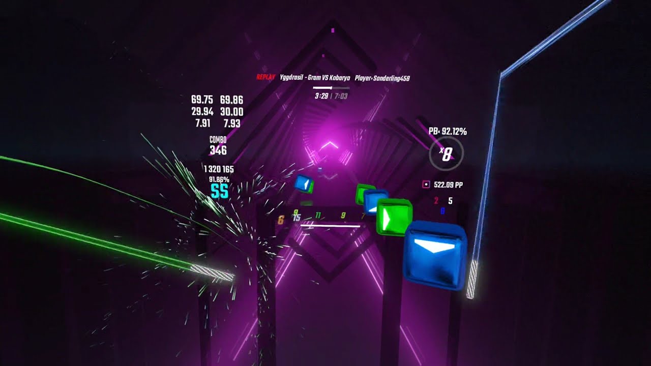 Yggdrasil [improved score] (BeatLeader) ranked 12.81 stars - 92.12%(528.34pp)