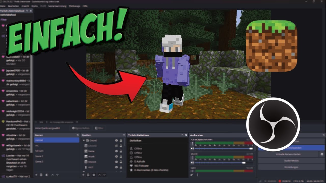 MINECRAFT mit OBS aufnehmen/streamen 2025