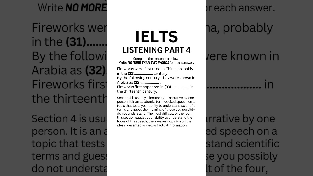 Практический тест IELTS Listening 2024 - Раздел 4 #ieltsexam #ieltslistening #learnenglish