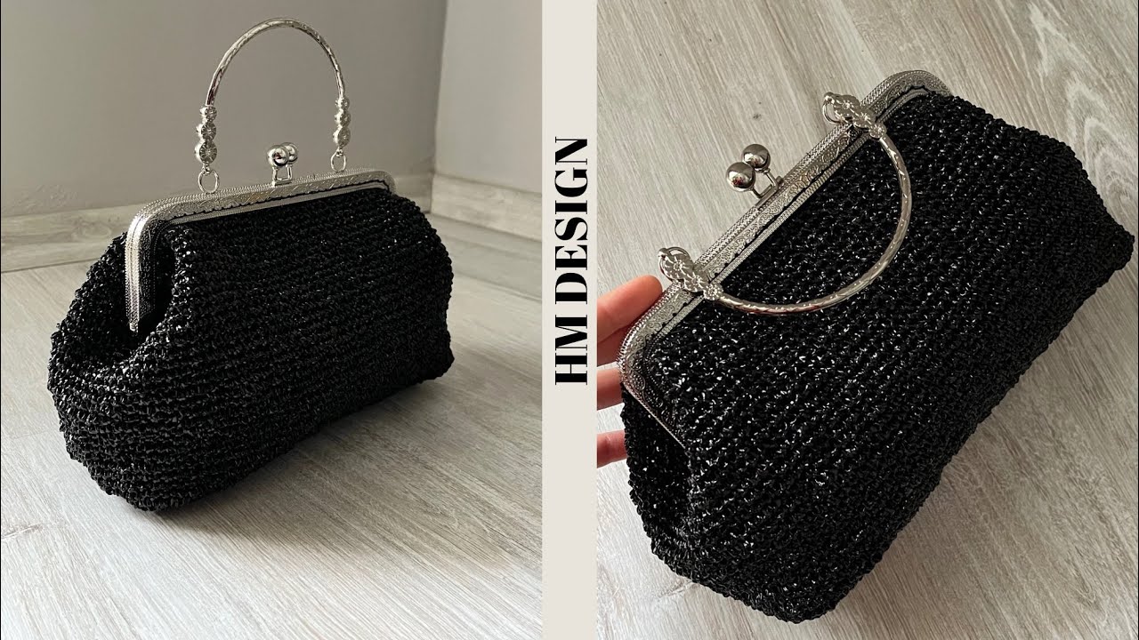 METAL SAPLI BURSLU ÇANTA YAPIMI (METALİK İP BURSLU ÇANTA YAPIMI) 🪡 #crochet #handmade