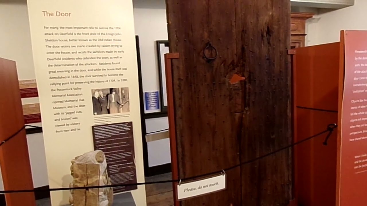 Door marked by Indian tomahawks during 1704 Deerfield massacre
