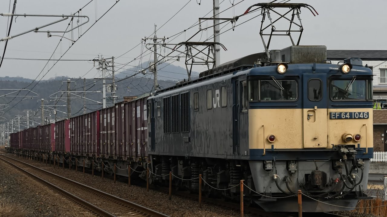2月5日 愛A91 3082レ EF64 1046(愛)+コキが通過するシーン