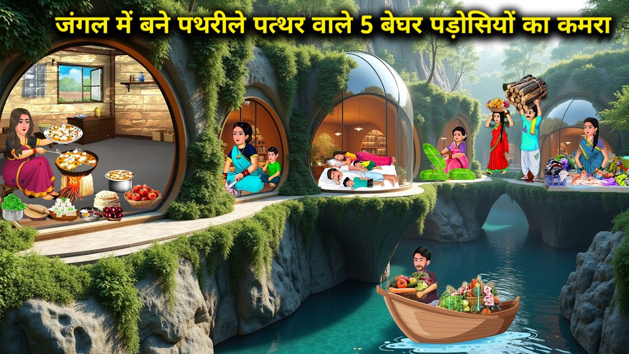 जंगल में बने पथरीले पत्थर वाले 5 बेघर पड़ोसियों का कमरा | Cartoon Story| Kahani | 2026