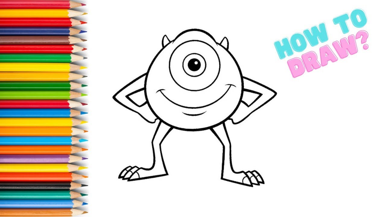 How To Draw Monsters Mike Wazowski,  Painting and Colouring for Kids
