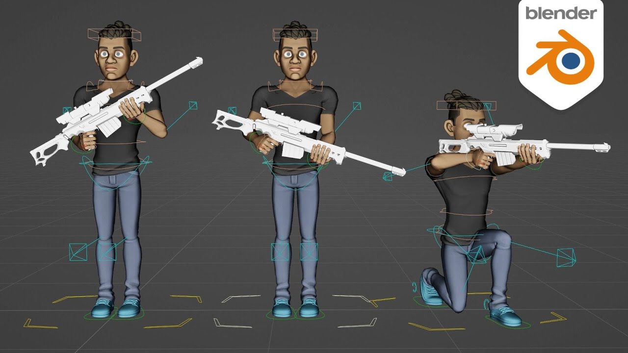 Урок по риггингу в Blender: как заставить персонажа держать винтовку обеими руками