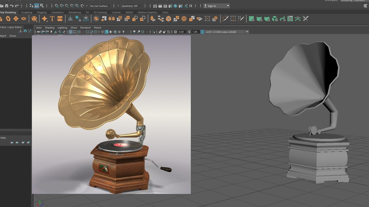 3D Modeling Gramophone Modeling Autodesk Maya 2025 #gramophone 3d #radio #maya gramophone modeling