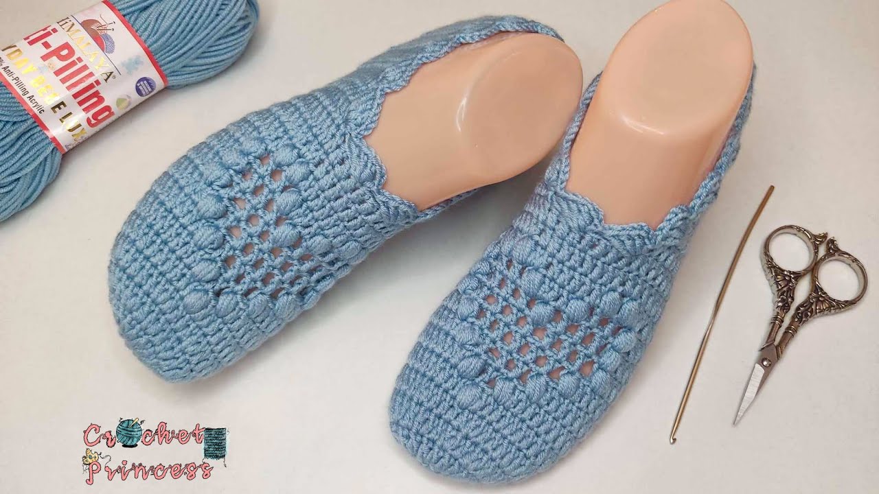 كروشيه طريقة عمل سليبر (لكلوك)علي شكل قلب Crocheted Socks