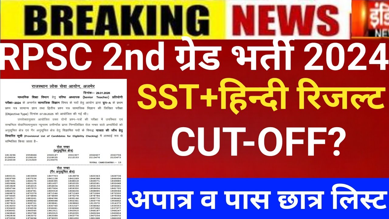 Rpsc second grade result 2025/rpsc 2nd CUT-OFF/Rpsc 2nd sst,hindhi result 2025/2nd grade latest news