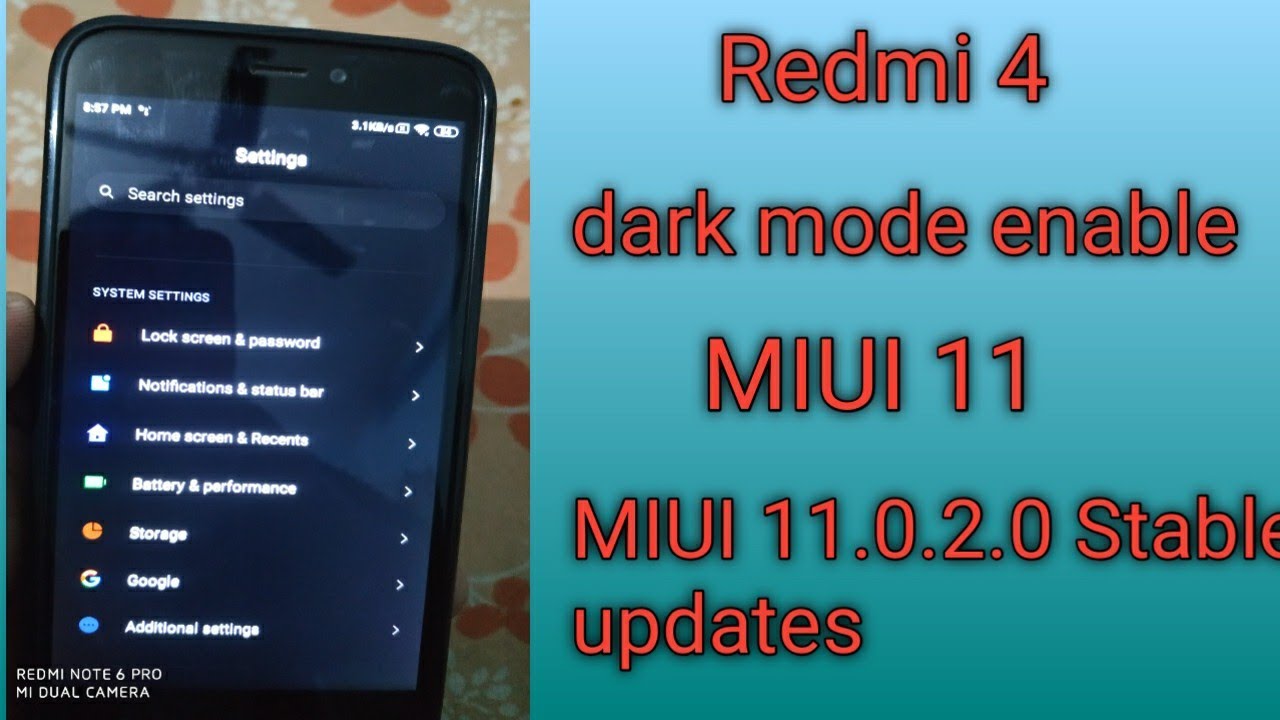 Mi redmi 4 dark mode enable redmi 4 || MIUI 11 || Global stable update || dark mode enable kare