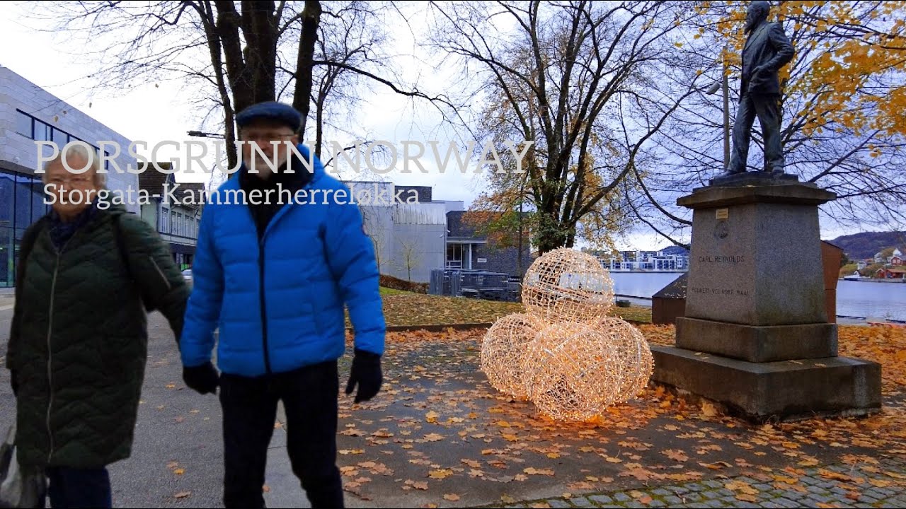 PORSGRUNN NORWAY, Virtual Walking Tour🇧🇻 Walking From Storgata-Kammerherreløkka 4K/60ftp
