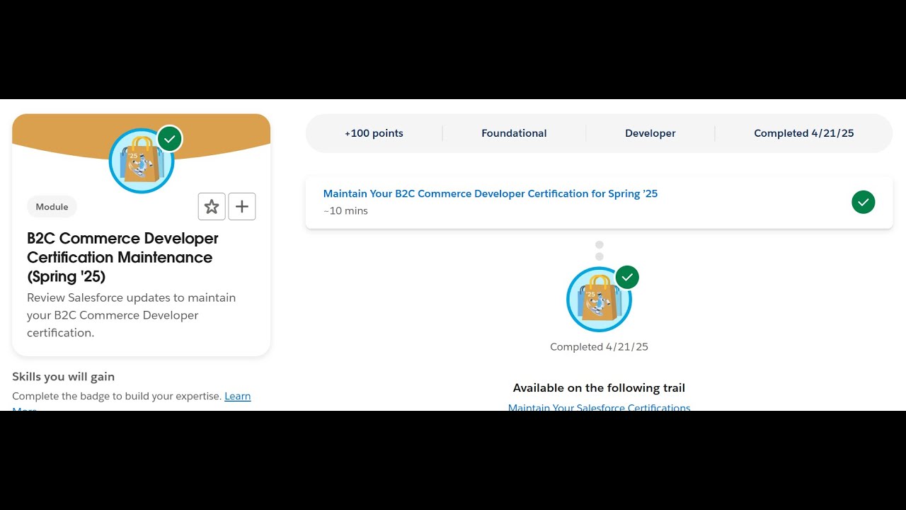 B2C Commerce Developer Certification Maintenance (Spring '25) | Salesforce