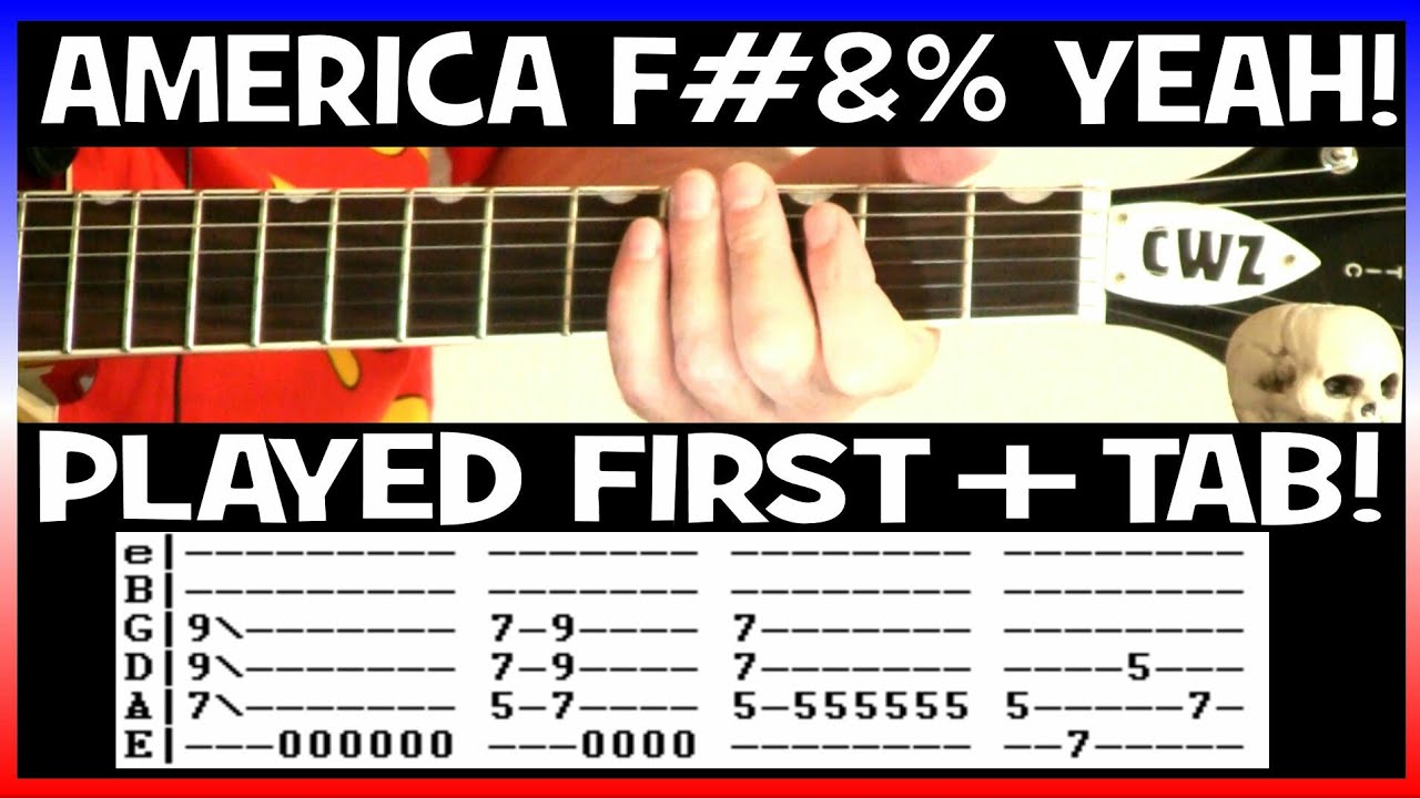 Team America F - Yeah World Police Theme Guitar Lesson with Chords and TAB Soundtrack Tutorial OST