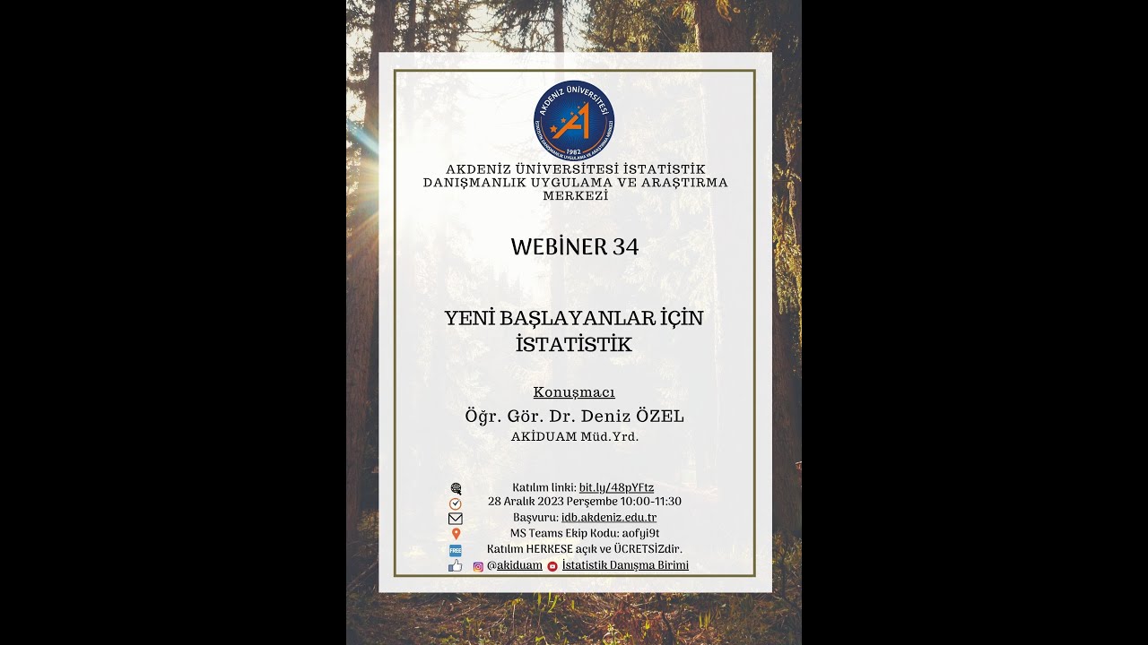 YENİ BAŞLAYANLAR İÇİN İSTATİSTİK | AKİDUAM WEBİNER 34