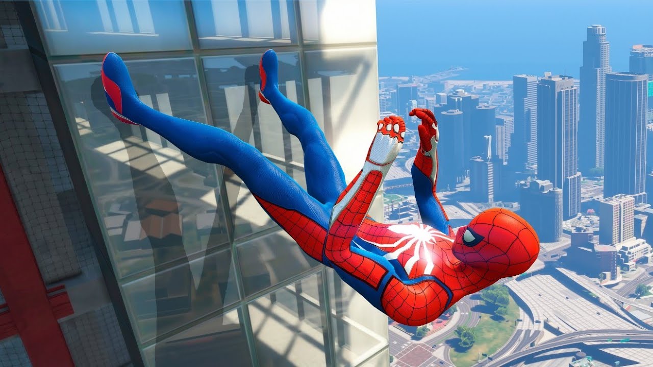 SPIDERMAN CRAZY JUMPS/FALLS #3 (Spider-Man GTA 5 Fails)
