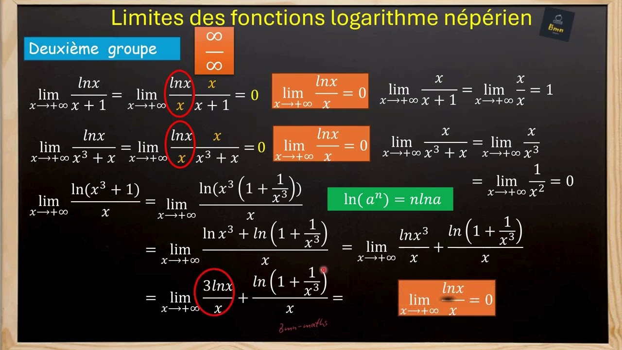 limite logarithme népérien deuxième groupe l'infini sur l'infini