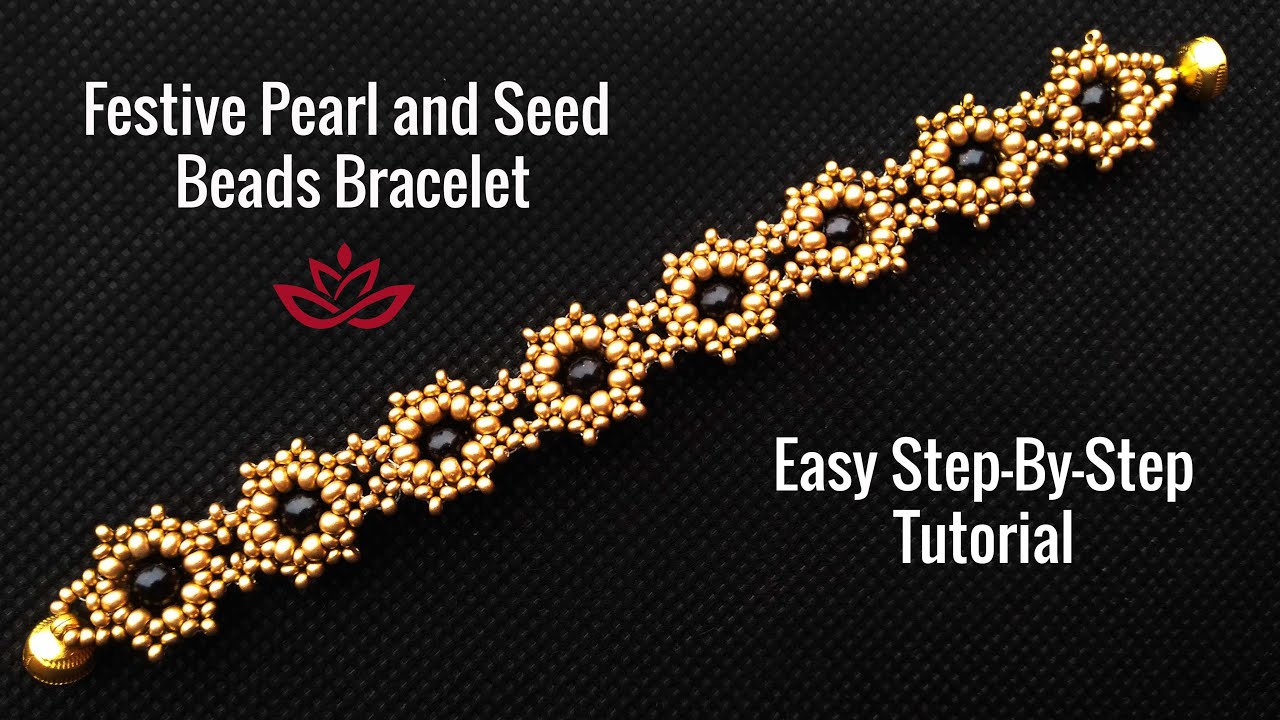 Festive Pearl Bracelet - Titorial. How to make DIY beaded bracelet?