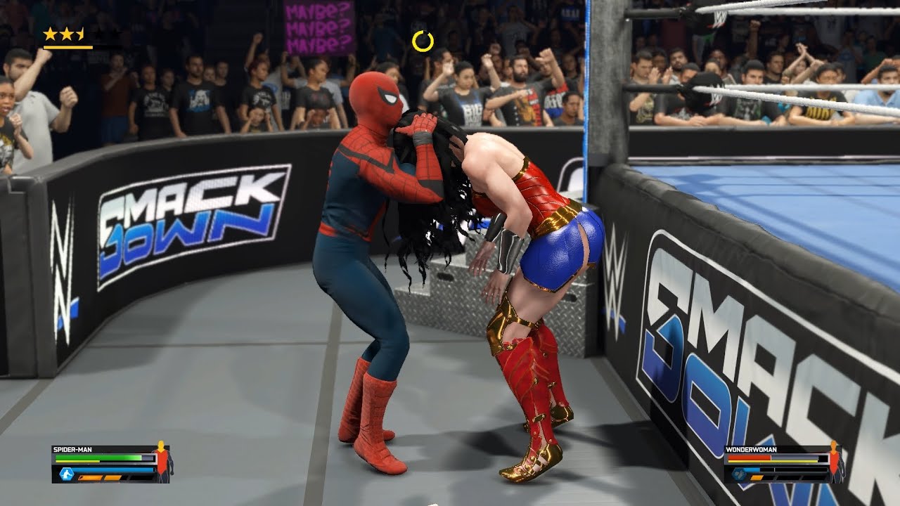 Spiderman vs Wonderwoman at SmackDown! WWE2K25 Ryona