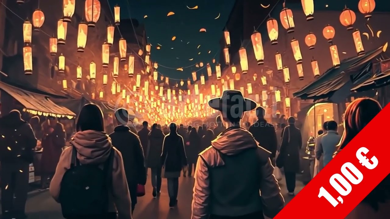 Lantern-Lit Festival Street Crowd HD Stock Video