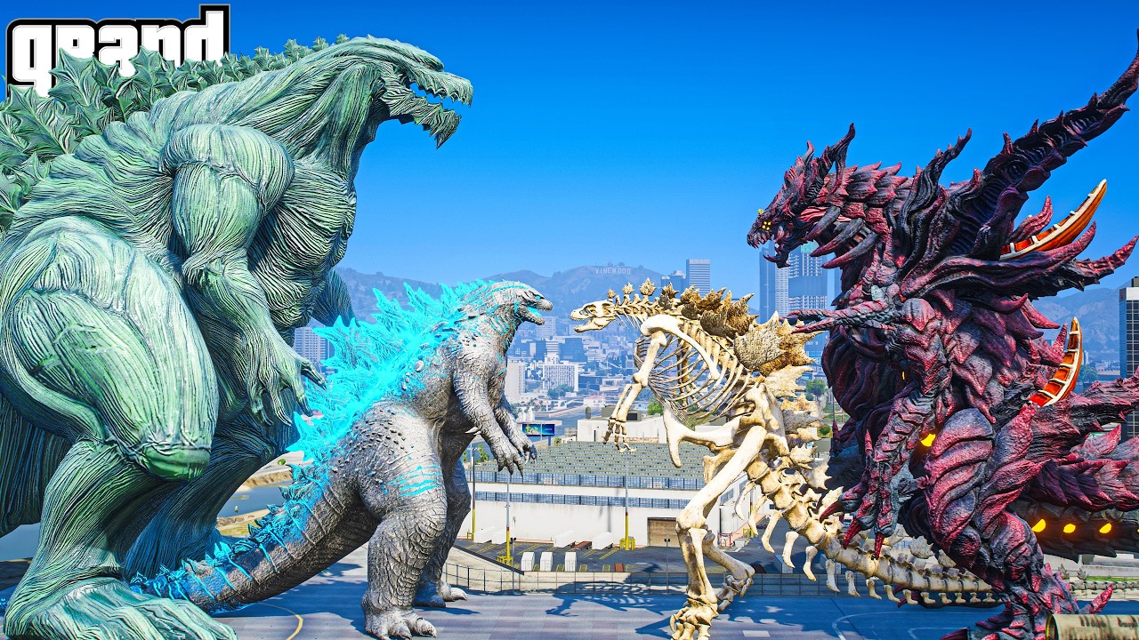 Giant Godzilla Earth, Godzilla vs Sin Ghomorra,Skeleton Godzilla -The Legacy of Monster( GTA V Mod )