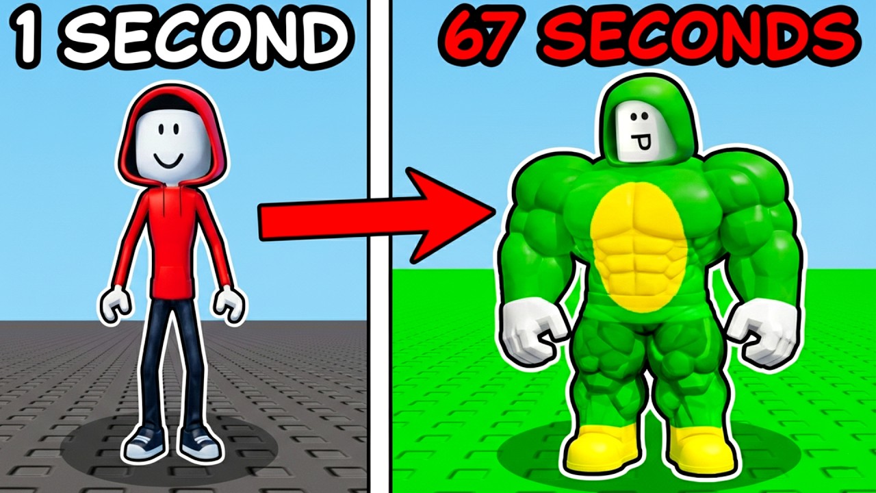 JJ and Mikey But Every Second +1 MUSCLE GAIN in Roblox - Maizen