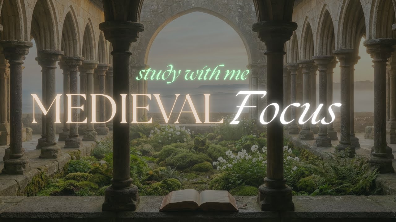Medieval Monastery Study Ambience 🌿 | Gothic Architecture & Ocean Mist | 2 Hours Quiet Piano