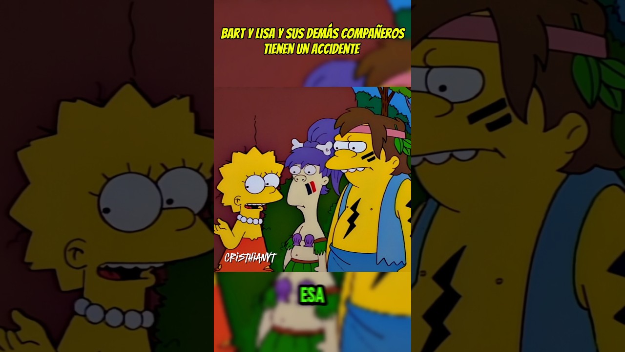 Students stranded and lost on an island, Bart Lisa #TheSimpsons Homer Marge, the bus