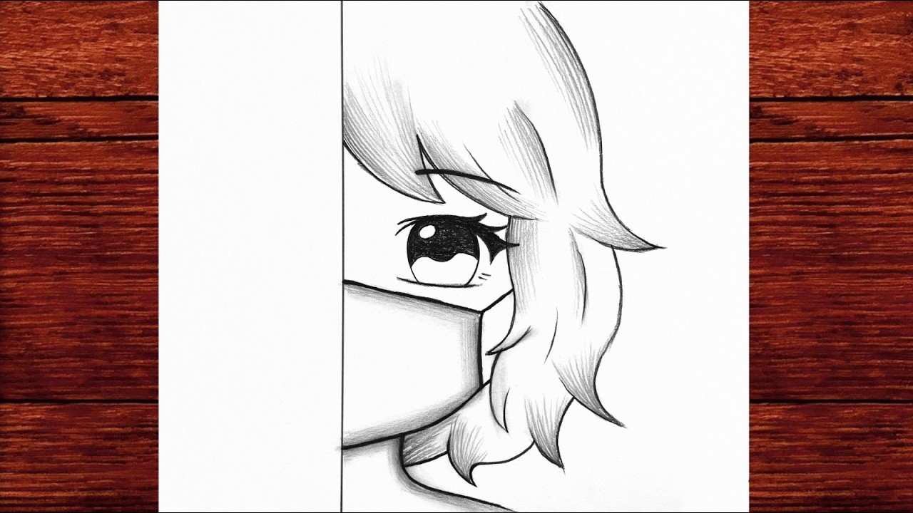 Cute Masked Anime Girl Drawing Easy ✍️ Step by Step Pencil Sketch for Beginners