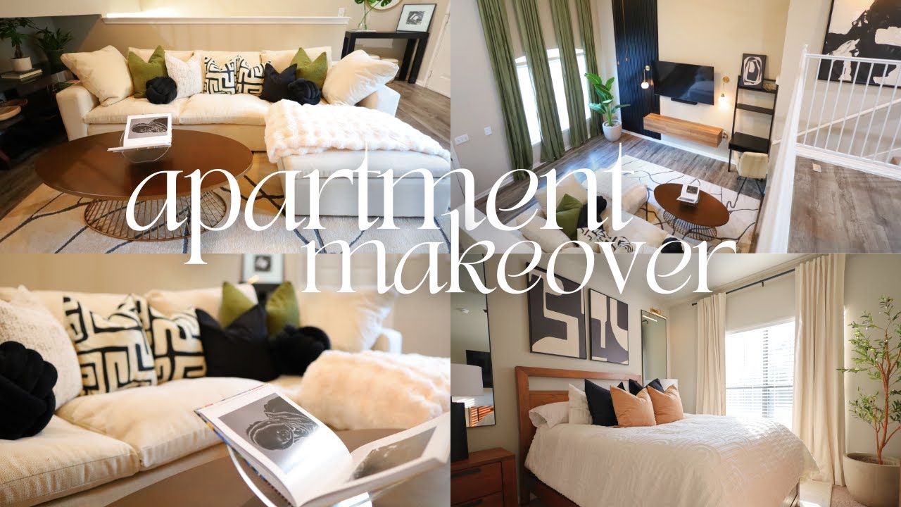 APARTMENT MAKEOVER | Black & white neutrals | Living room and bedroom redesign + apartment tour