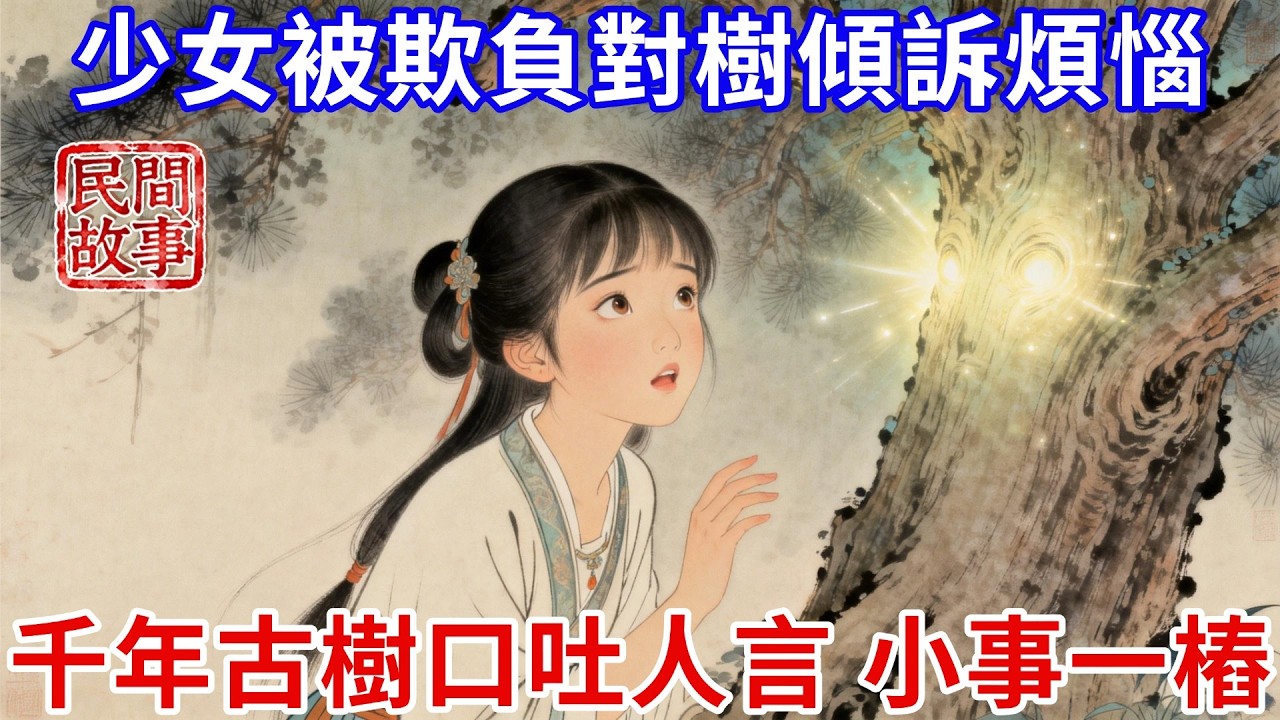 少女父母被村裏無賴欺負，反抗無果還被強借糧食，少女上山撿菌子，靠在樹旁休息，對樹傾訴煩惱，默默流淚，千年古樹竟口吐人言：小事一樁！我有一計#民間故事 #傳統文化 #原創虛構 #華語有聲書 #槐樹下聽書