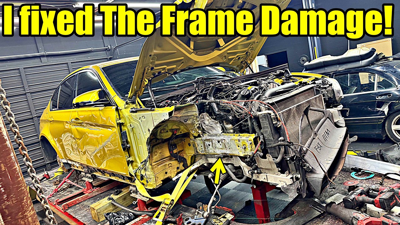 Fixing the smashed Frame ON THE BMW M3 Episode 3