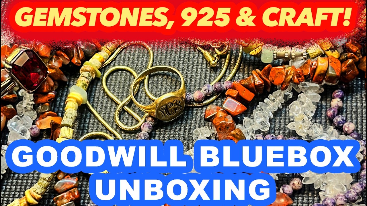 GOODWILL BLUEBOX MYSTERY 5 LBS JEWELRY UNBOXING: GEMSTONES, 925 & CRAFT! #jewelryunboxing #unboxing