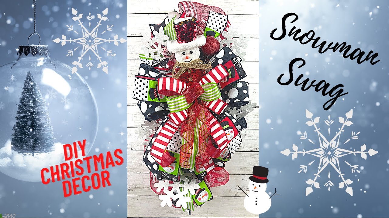 How to make a Christmas Snowman Swag for your front door.