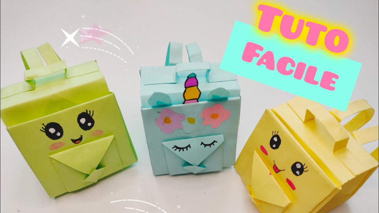 DIY : comment fabriquer un sac miniature - Paper backpack - paper craft - easy diy school bag