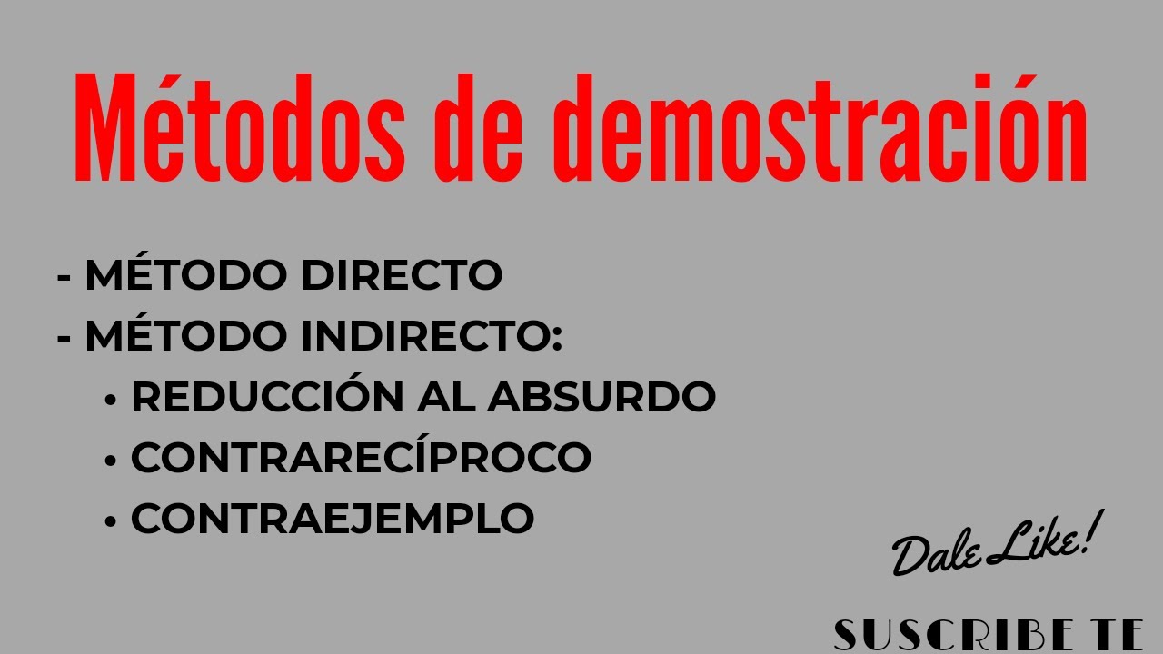 L&oacute;gica Matem&aacute;tica | M&Eacute;TODOS DE DEMOSTRACI&Oacute;N (Reducci&oacute;n al absurdo, contra-rec&iacute;proco, contra-ejemplo)