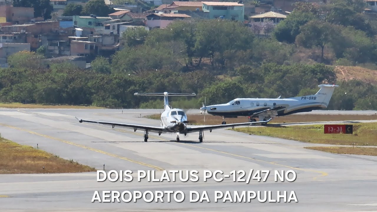 DOIS PILATUS PC-12/47 (PR-CBJ/PR-GRB) NO AEROPORTO DA PAMPULHA