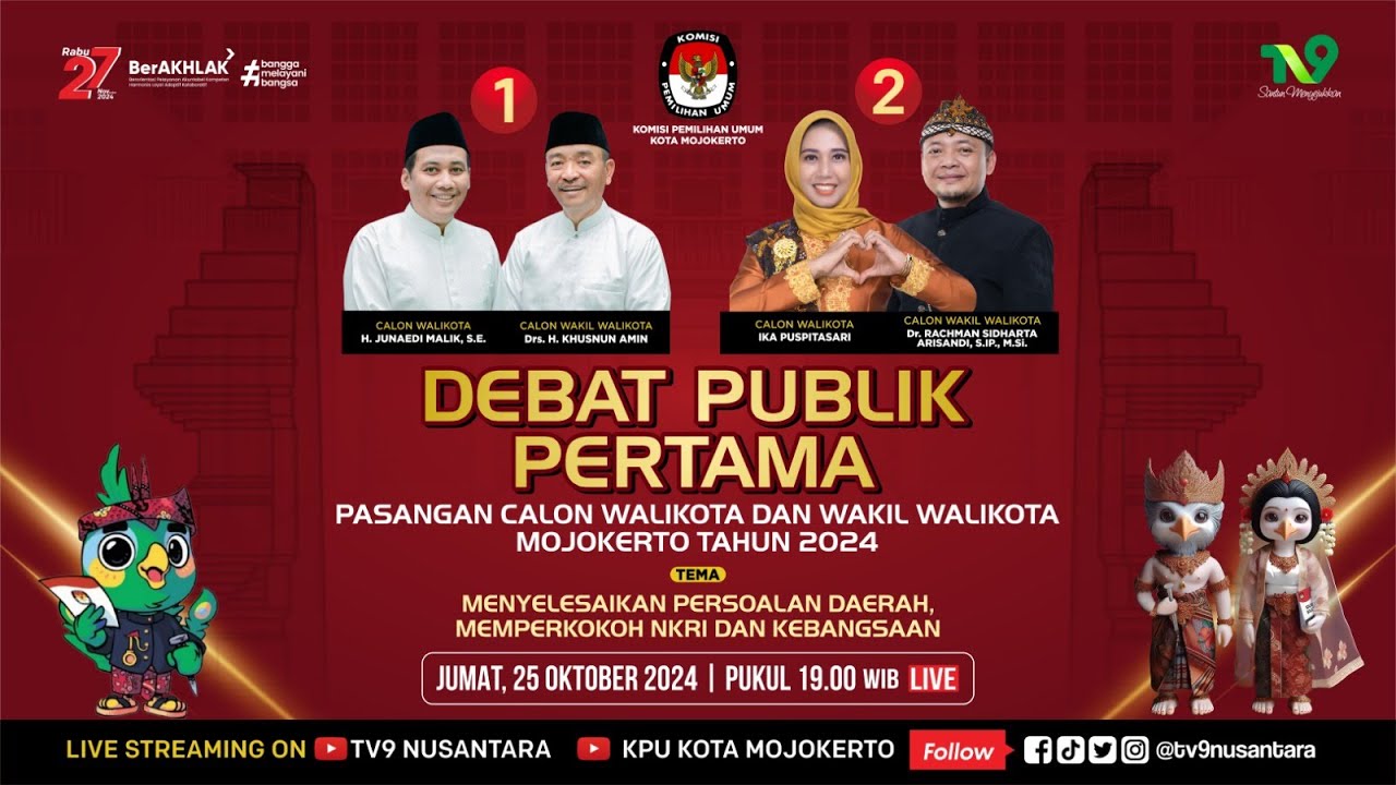 Debat Publik Pertama Pasangan calon walikota dan wakil walikota Mojokerto Tahun 2024