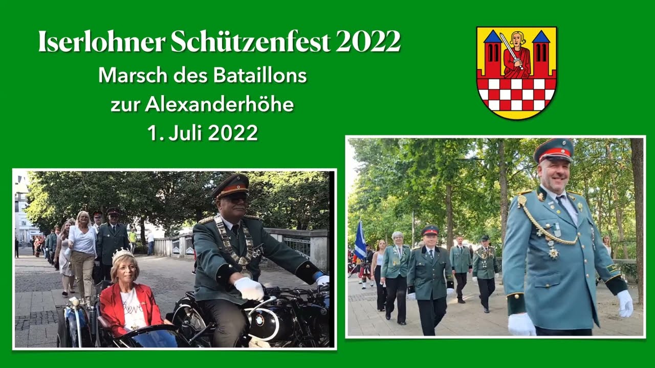 Iserlohner Schützenfest 1. Juli 2022 - Marsch des Bataillons zur Alexanderhöhe