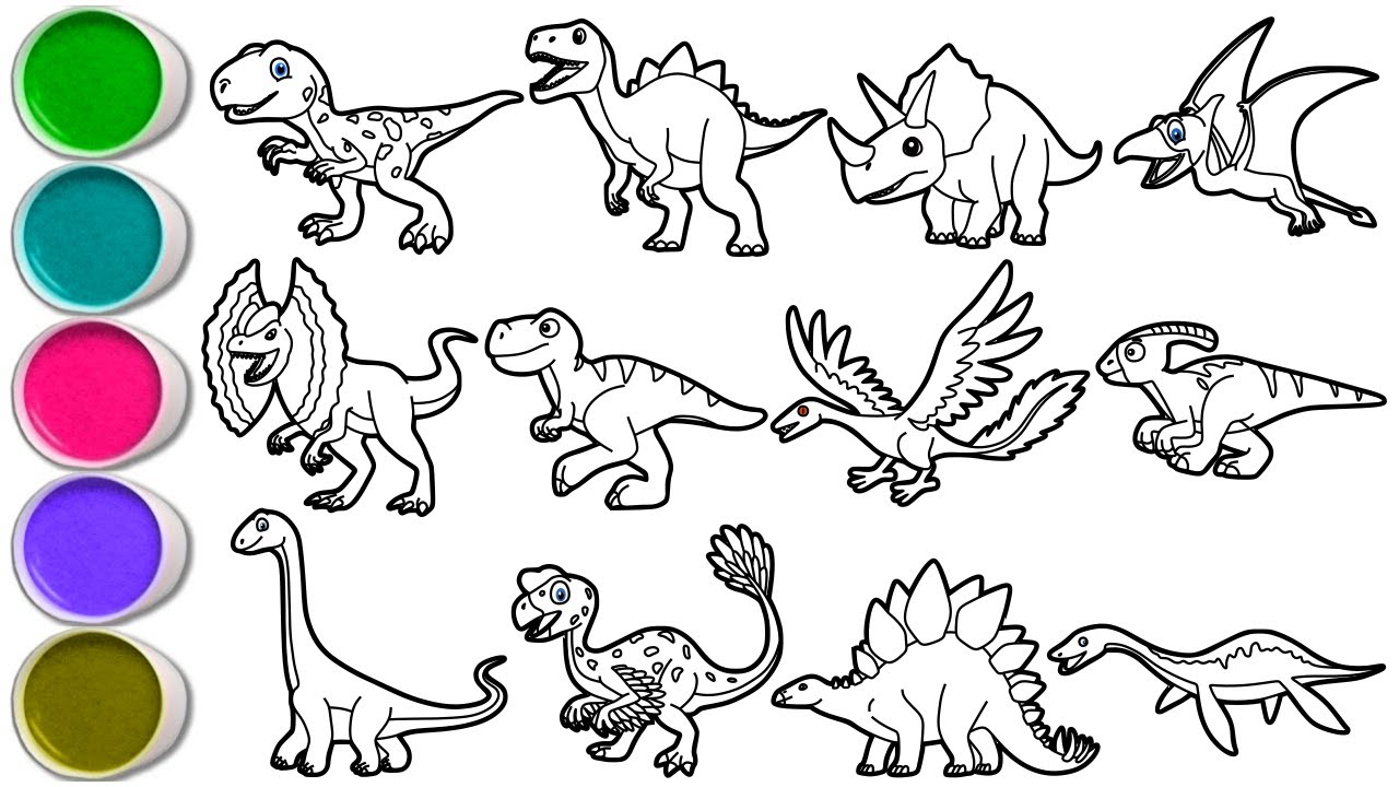 DRAW Amazing Dinosaurs in 20 Minutes - T Rex, Spinosaurus, Triceratops, Pteranodon and others