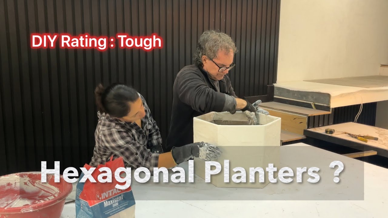 Creating a hexagonal planter using marine plywood and cement (concrete) fabric and resin.