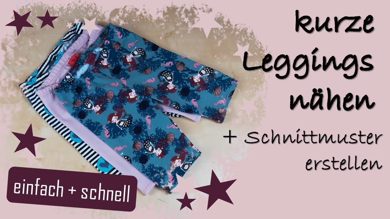 kurze Leggings, Radler nähen 🧵 Schnittmuster erstellen ✂️ Säumen mit Zwillingsnadel 🧷 Größen-Etikett