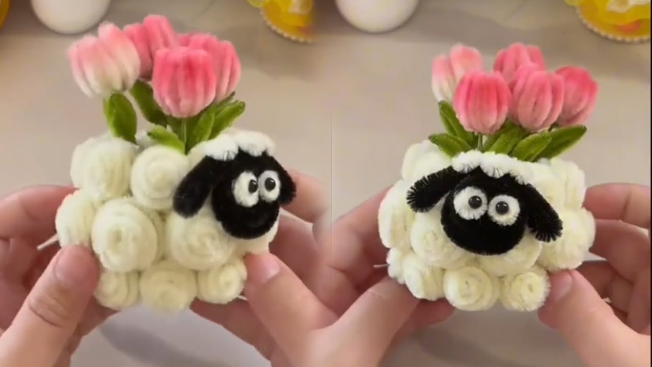 モールフラワー🌷🌷🌷100均の材料で作れる ふわふわモールフラワー